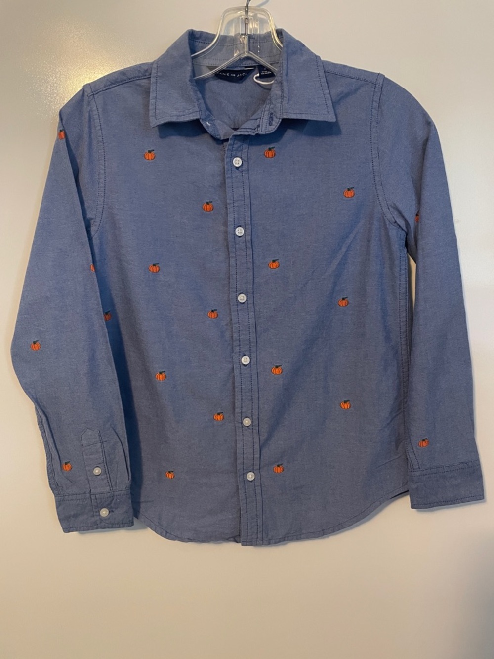 Janie and Jack Harvest Pumpkin Embroidered Button Down Shirt NWOT